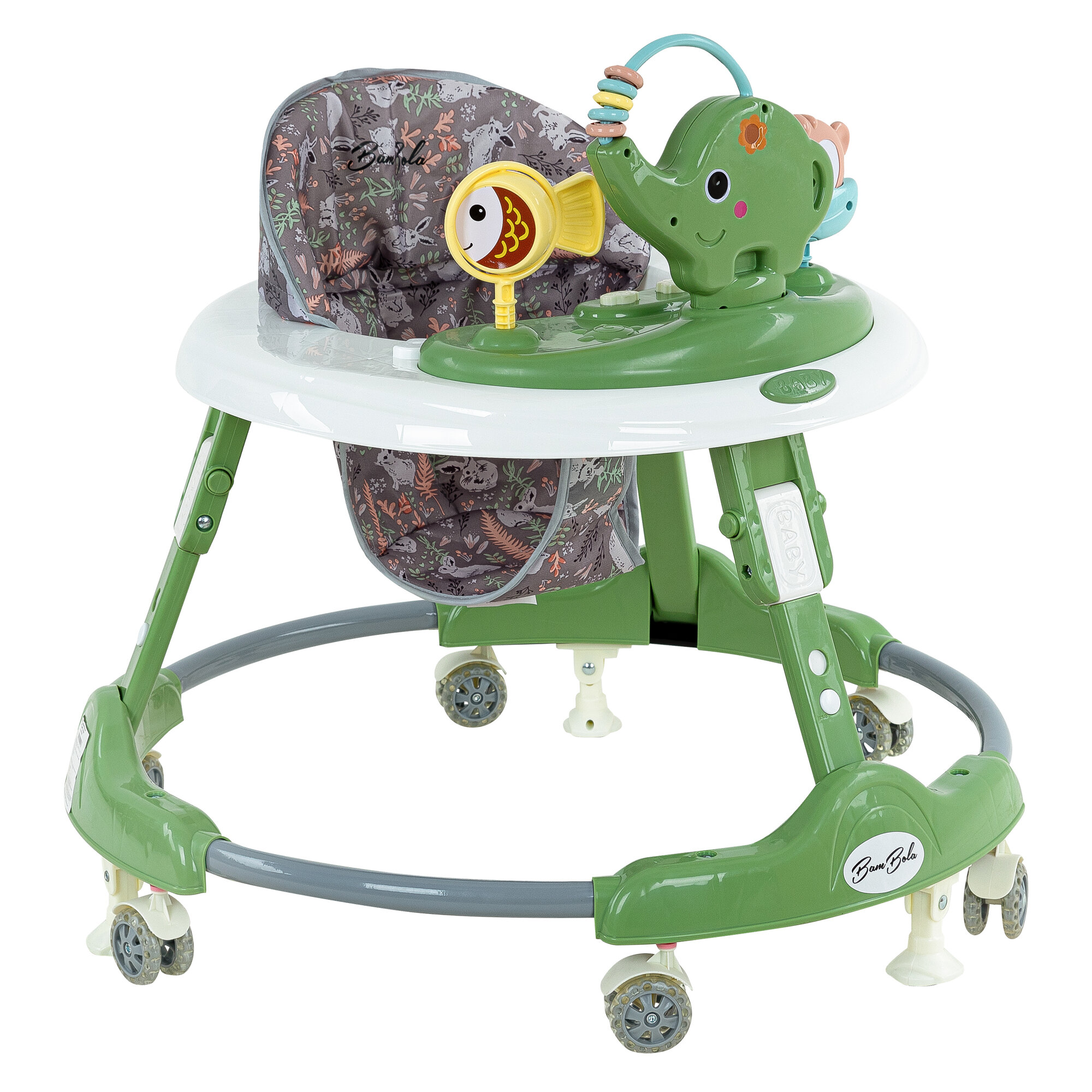 Ходунки детские с силиконовыми колесами Bambola Elephant (круглые) Green/Зеленый