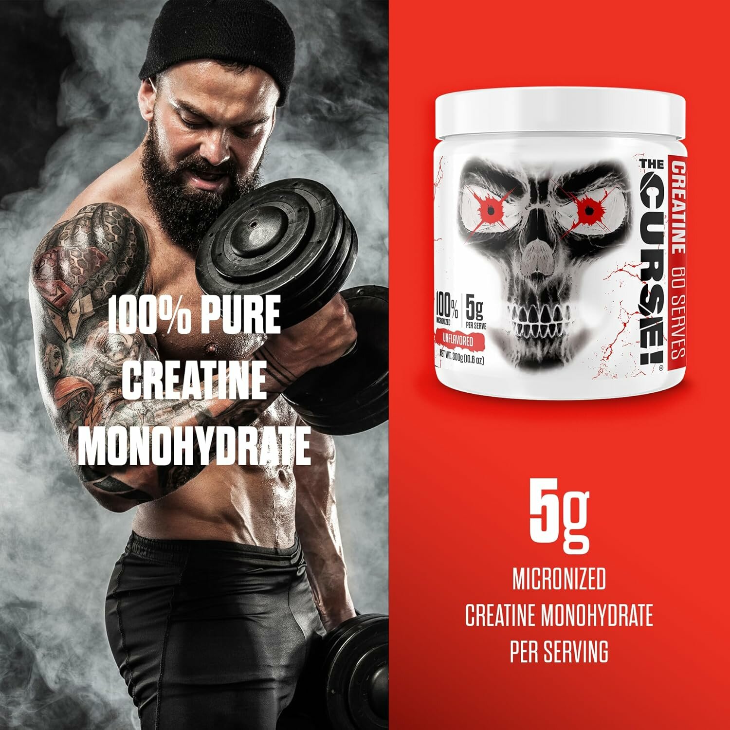 Креатин моногидрат The Curse! Creatine Monohydrate, 500 г, 100 порций, для мышечного роста