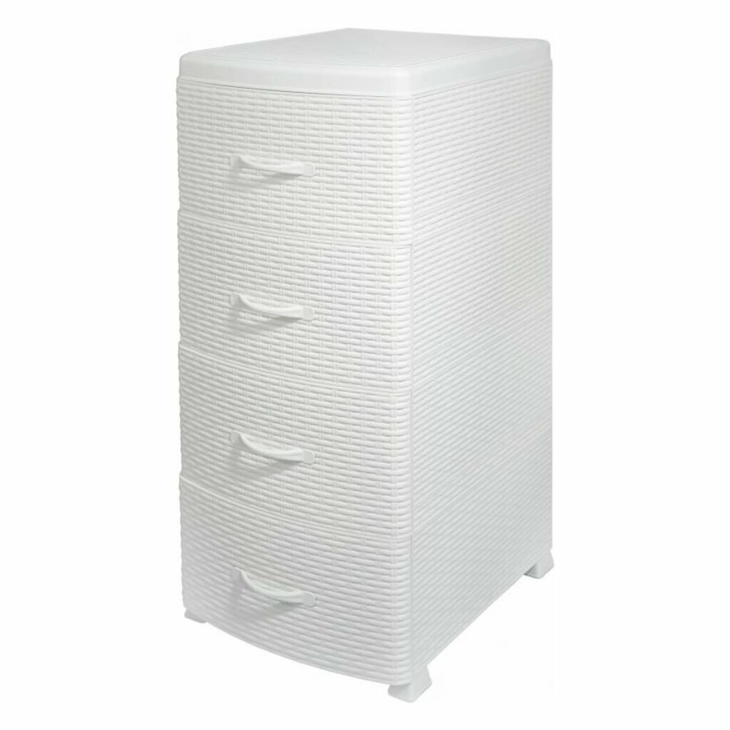 Комод Виолет 4 ящика, Ротанг, 38х48х96 см, белый, плетеный