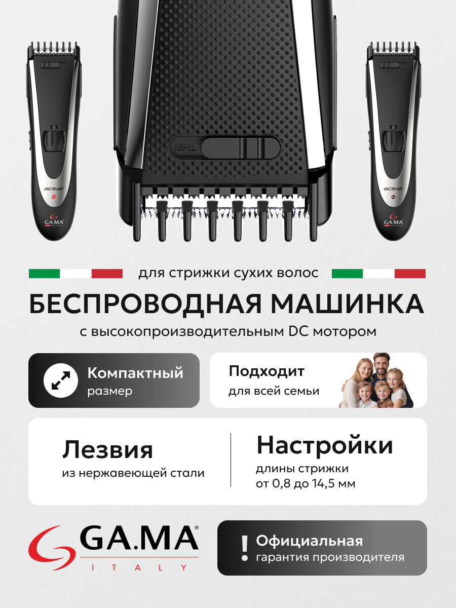 Машинка для стрижки волос беспроводная GA.MA GC542