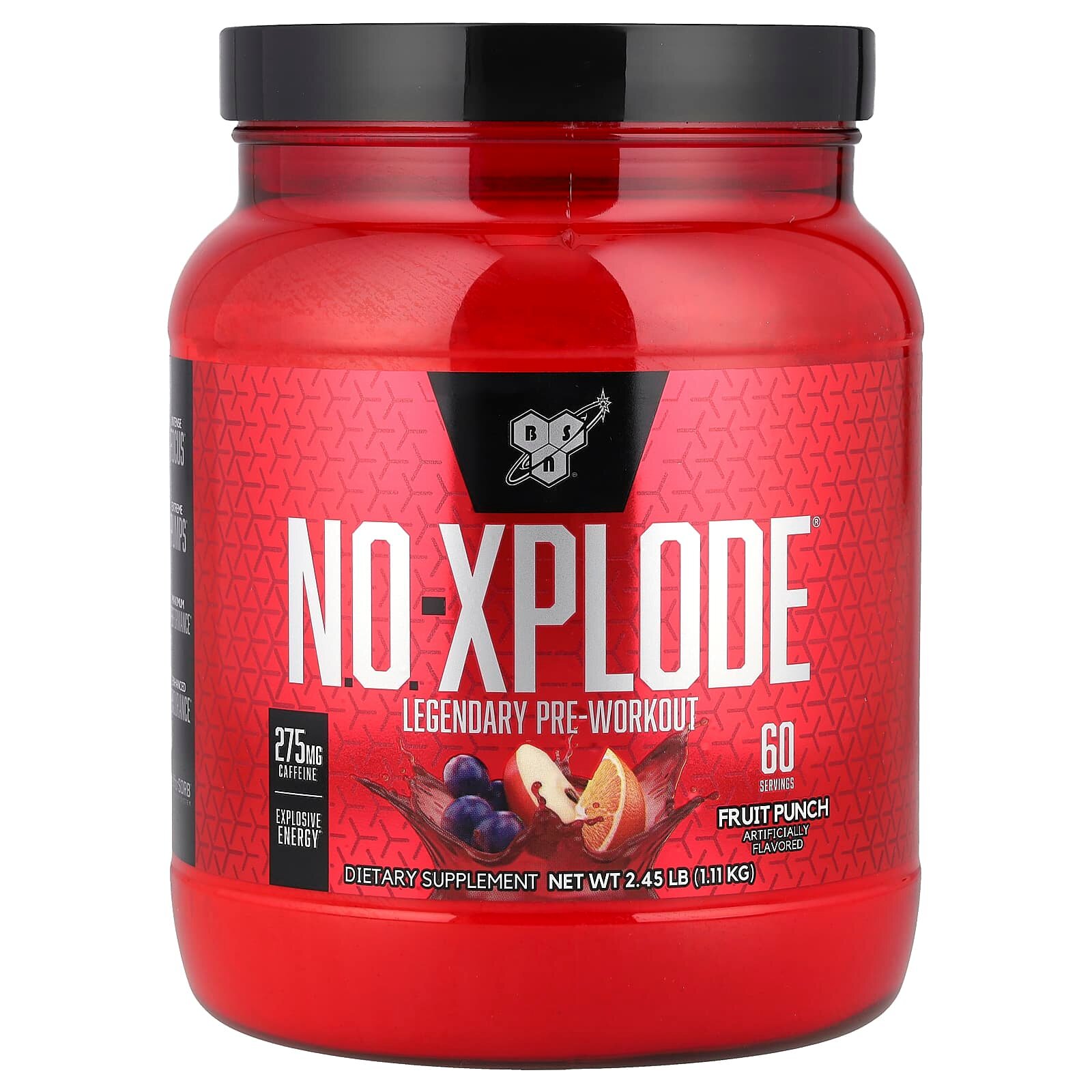 BSN, NO-Xplode, легендарный предтренировочный комплекс, фруктовый пунш, 1,11 кг (2,45 фунта)