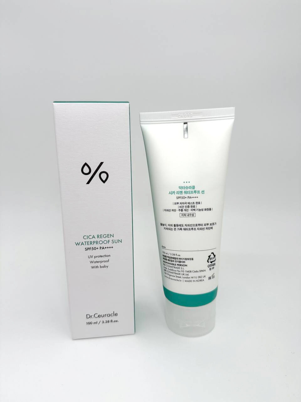 Солнцезащитный крем Dr.Ceuracle Cica Regen SPF 50+, водостойкий, для лица, 25 мл — фото 1