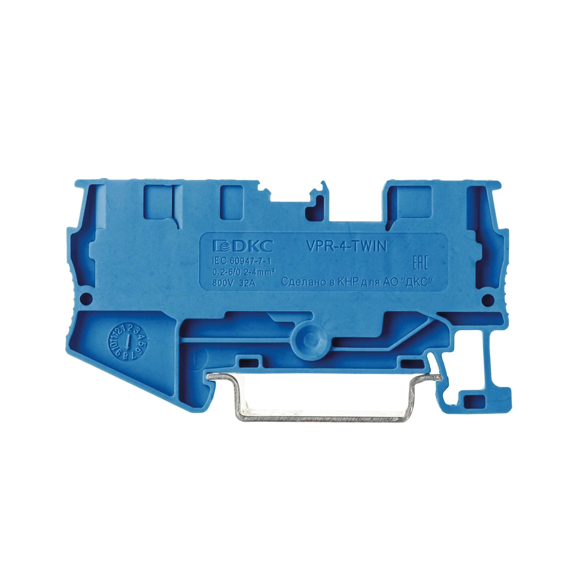 Клемма проходная зажим push-in 4 точки подключения 2.5кв. мм син. DKC VPR-2.5-QUATTRO-BU