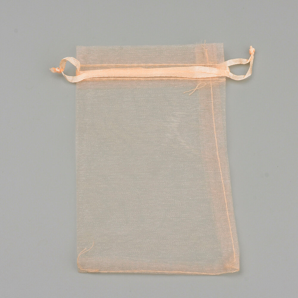 Мешочек из органзы 30х20см персиковый с персиковой ленточкой 5 шт.