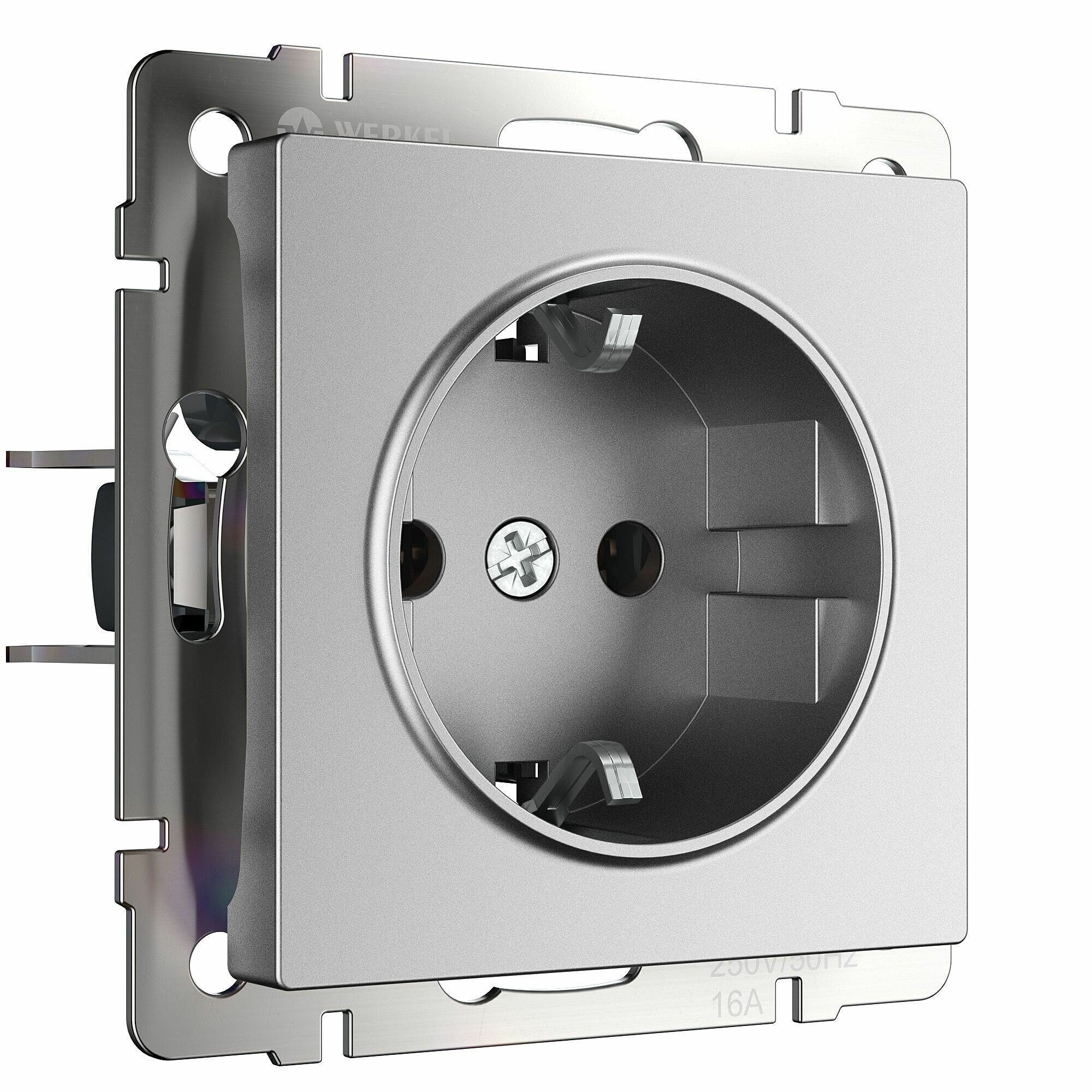 Розетка Werkel W1171065/ Розетка с заземлением (серебряный матовый)