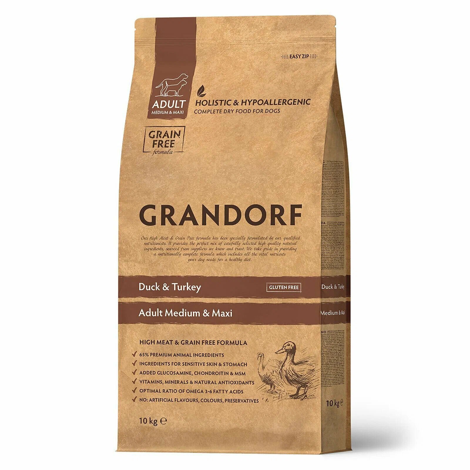 Сухой корм Grandorf Duck&Turkey для взрослых собак средних и крупных пород Утка и индейка, 10 кг. — фото 1