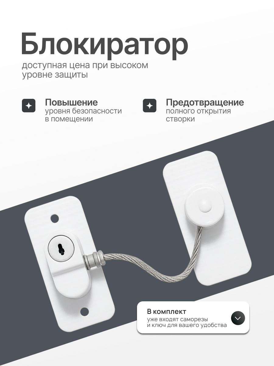 Блокиратор окон от детей DRAKON IRG детский замок на окна, ограничитель оконный