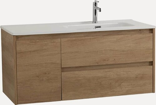 Изображение товара Тумба под раковину без столешницы BelBagno Kraft 100 подвесная, светлое дерево, матовая, из ЛДСП, тумба для ванной, с ящиками, с дверками, с доводчиками