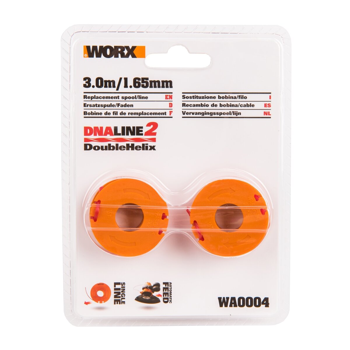 Сменная катушка и леска для триммера WG150E WORX WA0004 2 шт