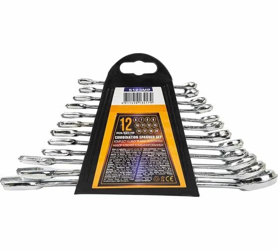 Ключи комбинированные MEGATOOLS набор 12 предметов (6-14, 17, 19, 22мм) в пласт. держателе MT-5123MP(58931)