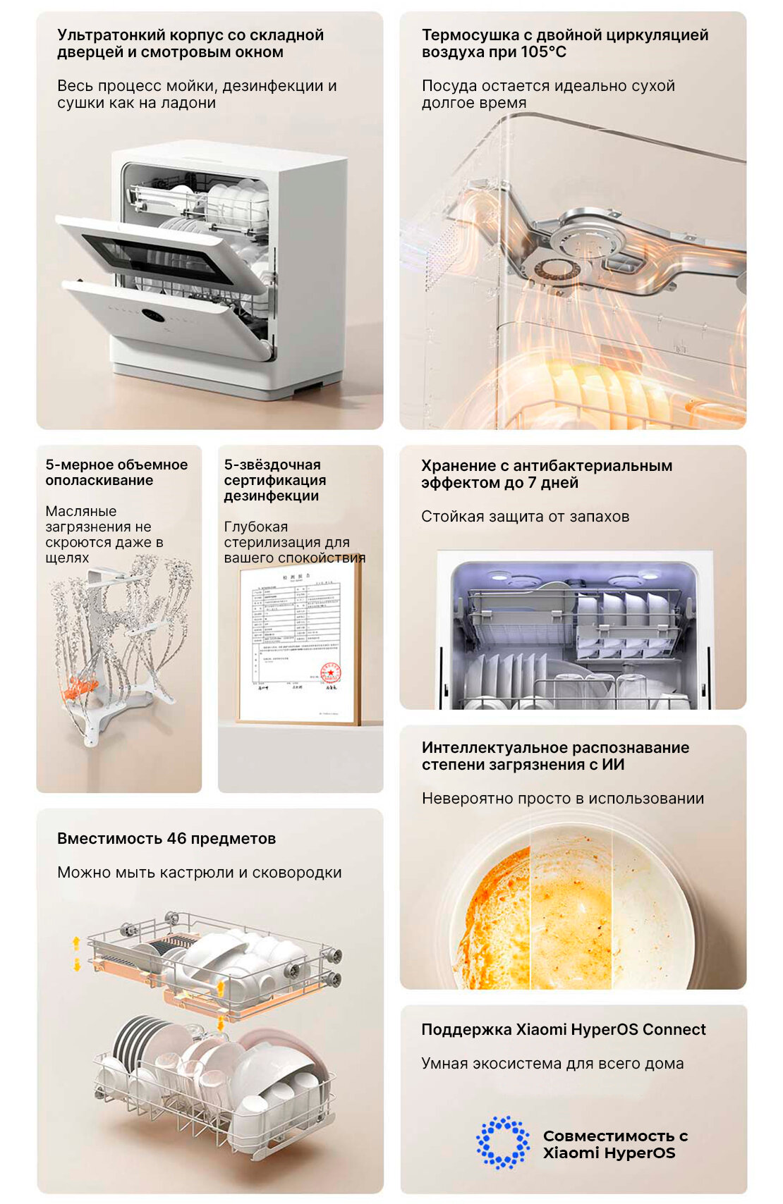 Изображение Умная настольная посудомоечная машина Xiaomi Mijia Smart Desktop Dishwasher S10 6 Sets White (QMDW0601M)