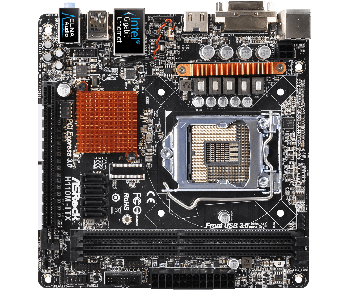 Материнская плата Socket LGA1151 ASRock H110M-ITX 2DDR4 Mini-ITX