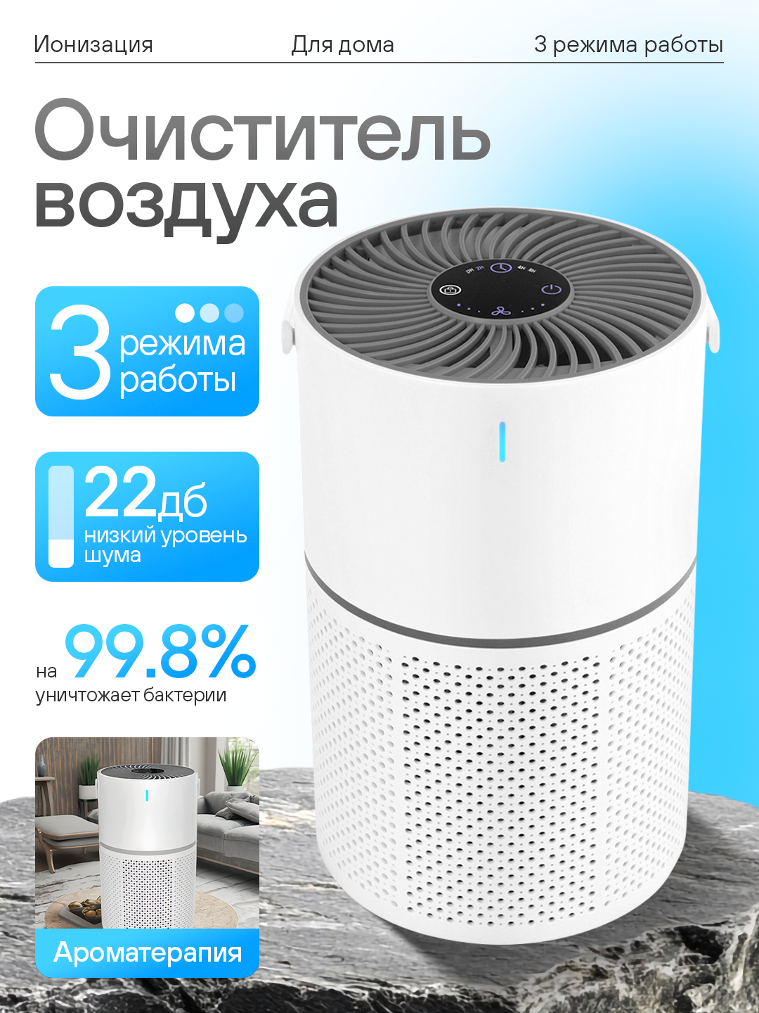 Очиститель воздуха для дома и офиса GL-K802 — HEPA Air Purifier