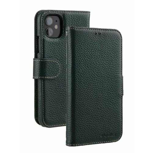 фото Кожаный чехол книжка melkco для apple iphone 12/12 pro (6.1") - wallet book type, темно-зеленый