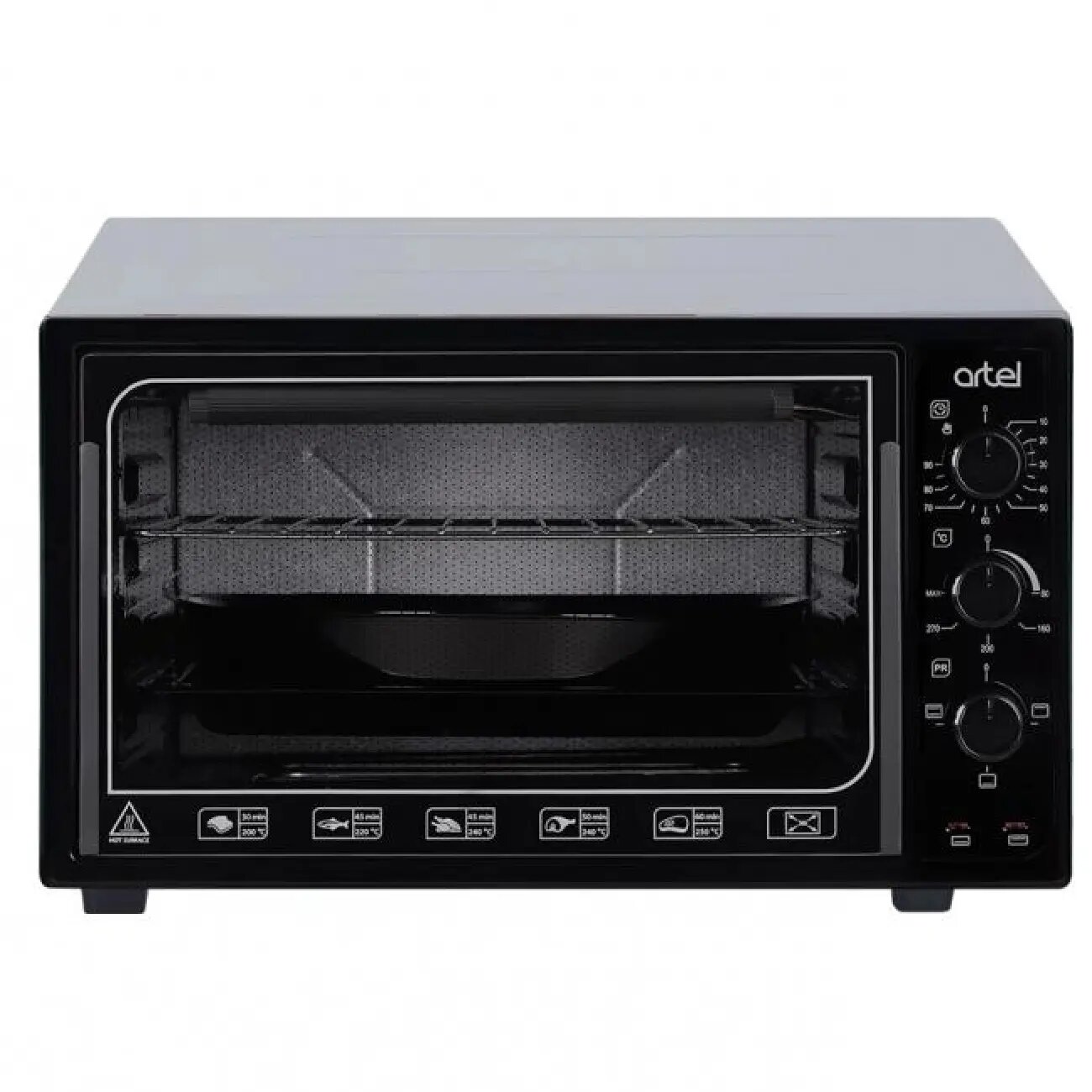 Мини-печь Artel MD 3618 E Black, Вес: 12 кг, Внутренняя подсветка: Отсутствует, Высота: 30 см