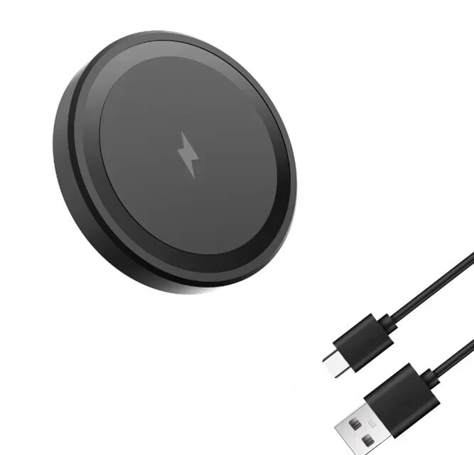 Магнитная беспроводная зарядная станция-подставка для Magsafe iPhone 17 16 Черный, Black with cable