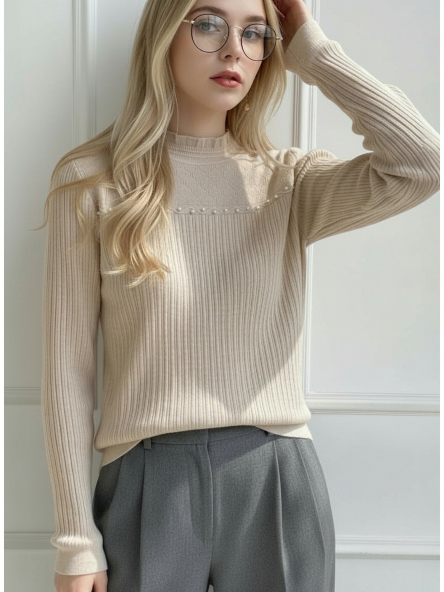 Свитер  Женский свитер с кружевом, трикотаж, уют, изящество и современный стиль