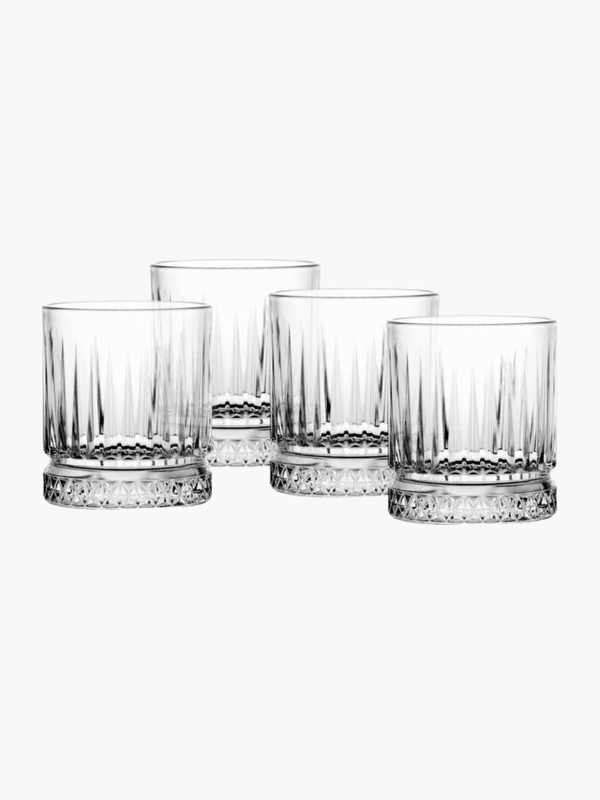 Стаканы для виски Pasabahce "Elysia", прозрачные, рельефные, 355 мл, 4 штуки