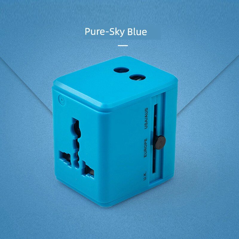 Универсальная переходная вилка для путешествий с 2 USB портами, быстрая зарядка, многофункциональный конвертер, 1500W