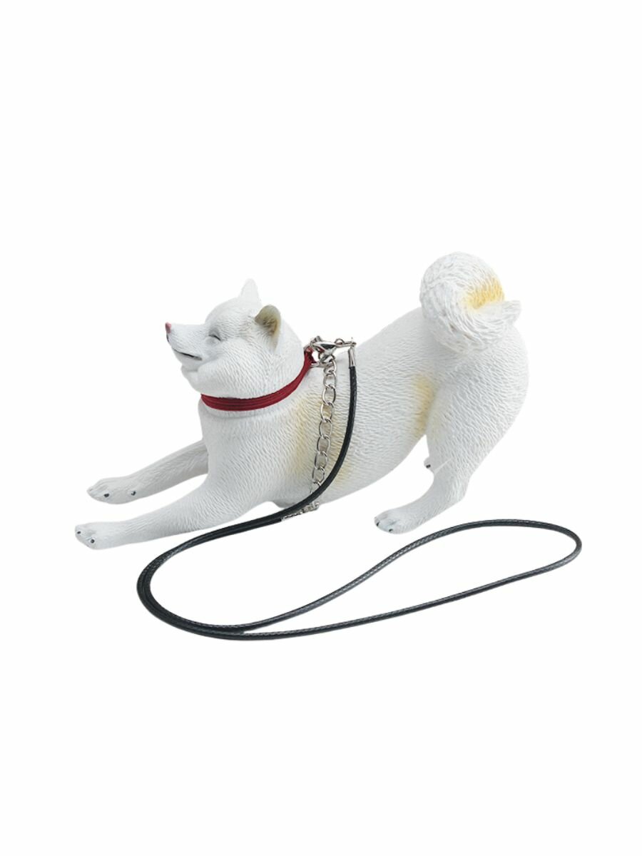 Фигурка собака белая Шиба на поводке