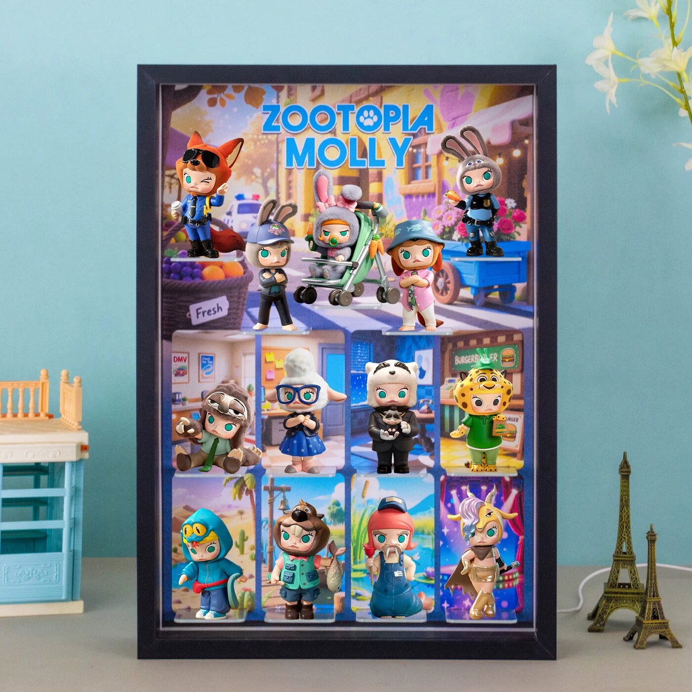 13-Box MOLLY Zootopia Серия Сцена Дисплей Стойка, Черная, Без Фигурки