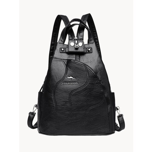 Рюкзак Shunlu, многофункциональный, натуральная кожа, черный