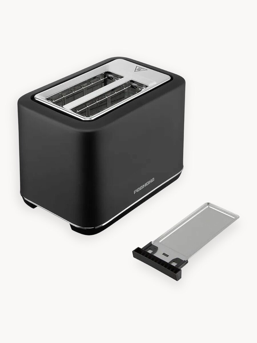 Тостер Redmond T905 800 Вт, 7 степеней поджаривания, таймер, сенсорное управление, подогрев и разморозка, выдвижной подднон для крошек, автоотключение, черный