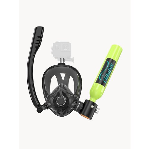 CHIKADIV 0.5L маска для дайвинга с баллоном, До 10 минут работы под водой,180 панорамный обзор и меньше тумана и анти-течь