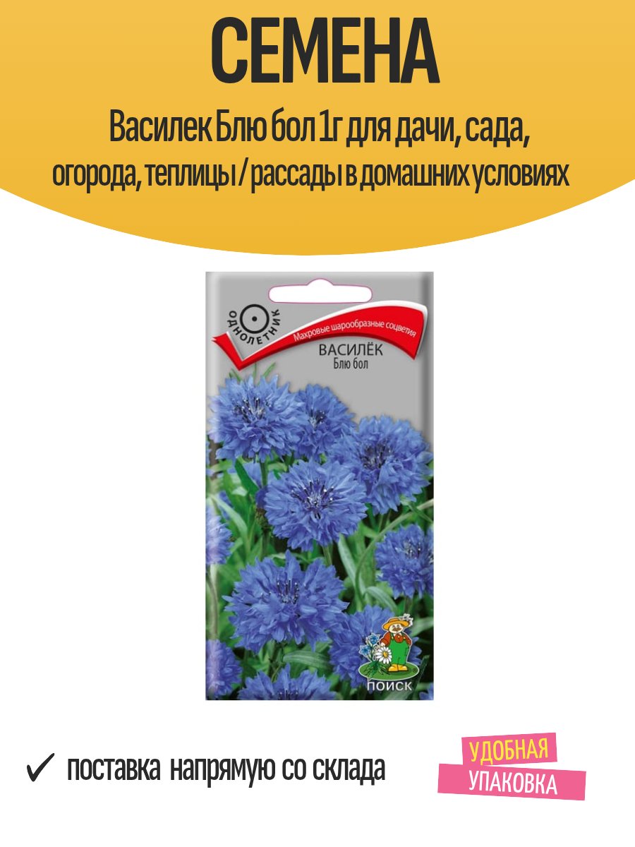 Семена Василек Блю бол 1г для дачи сада огорода теплицы / рассады в домашних условиях