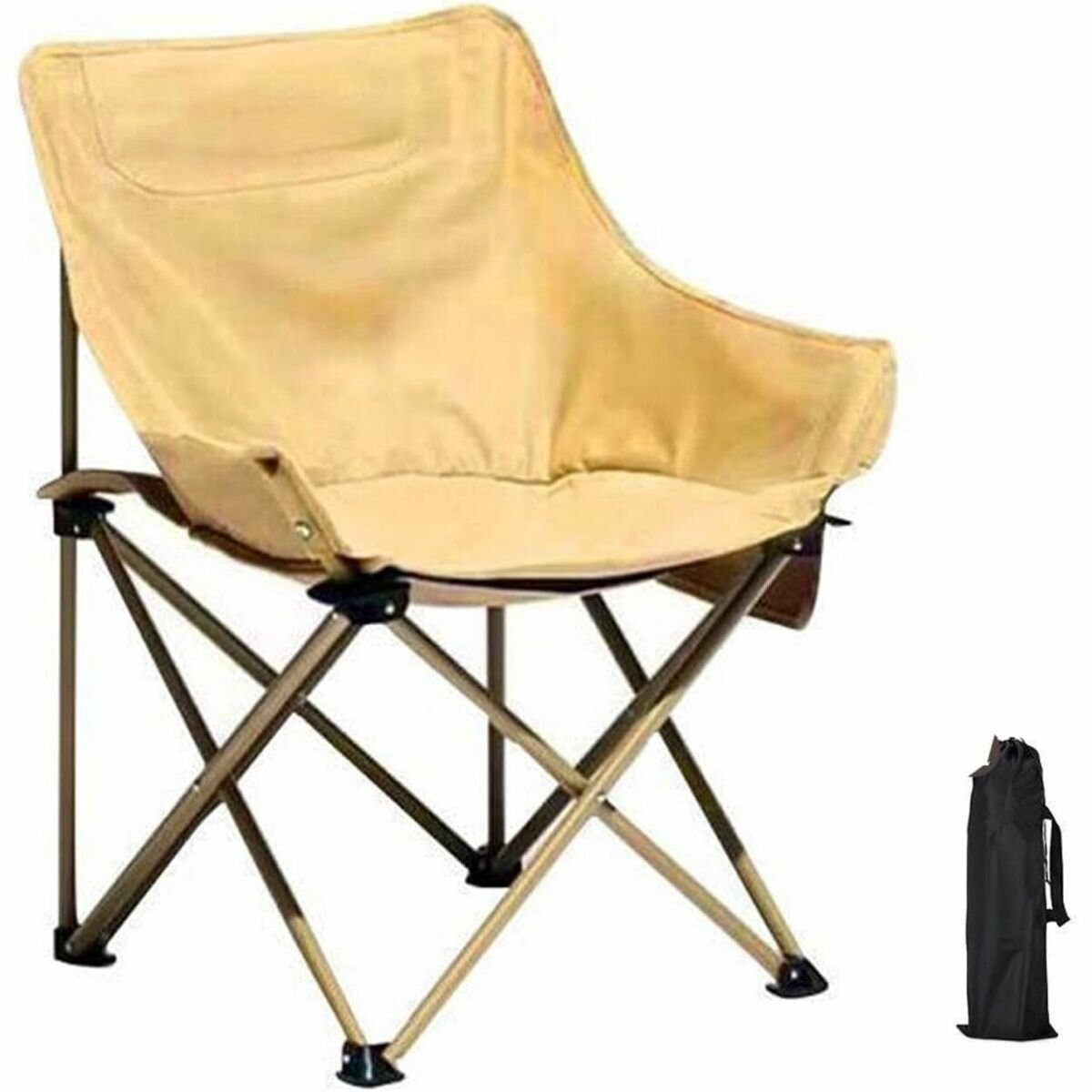 Пляжный стул складной металлический каркас текстильная внутренняя отделка желтый