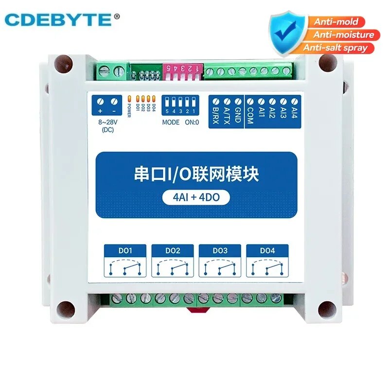 Сетевые модули ввода-вывода RS485 ModBus RTU с последовательным портом CDEBYTE MA01-XACX0440 для ПЛК 4AI+ADO 4, выходные сторожевые таймеры