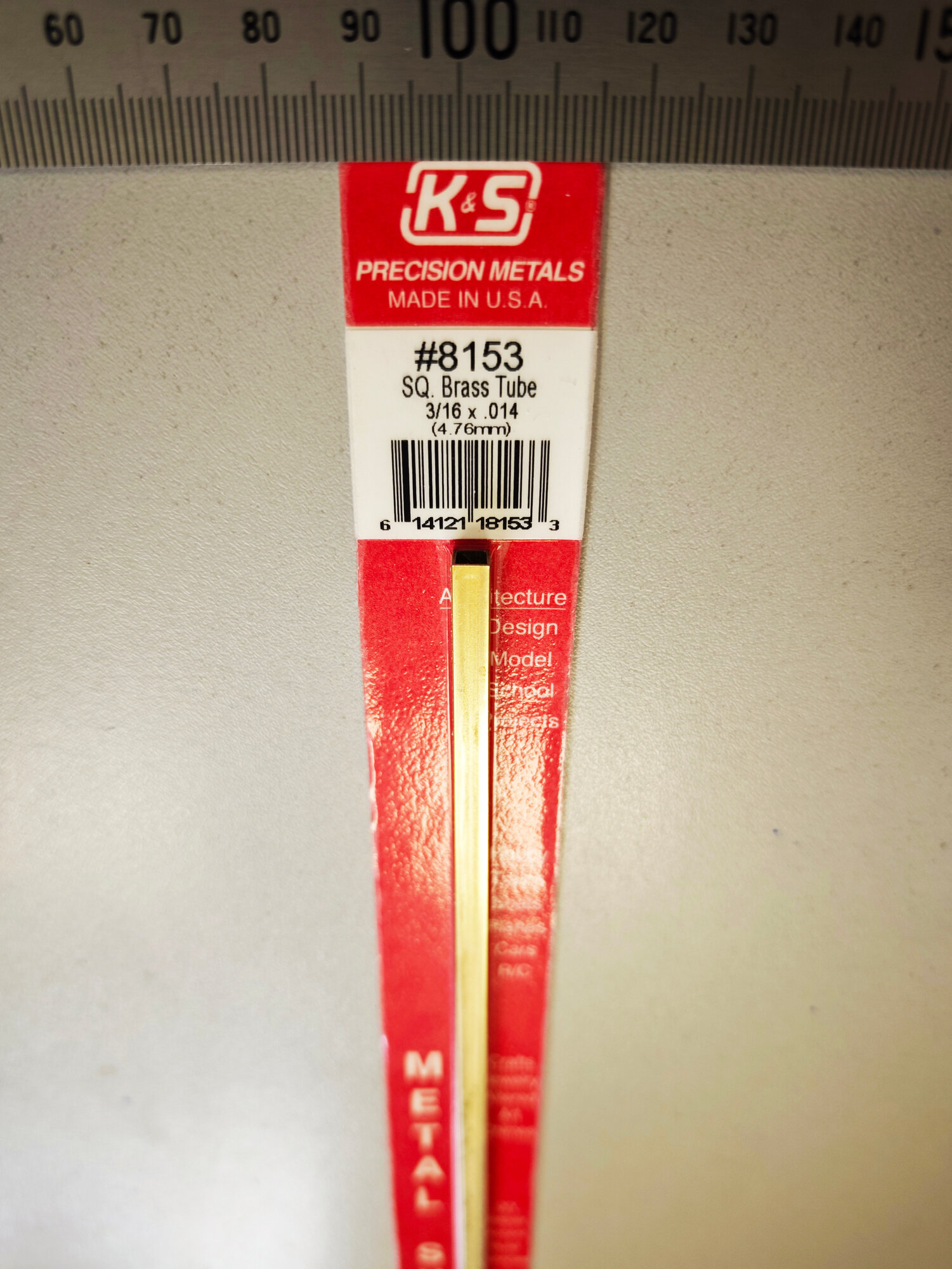 Квадратная латунная трубка 4.8 мм, 30 см, 1 шт, KS Precision Metals