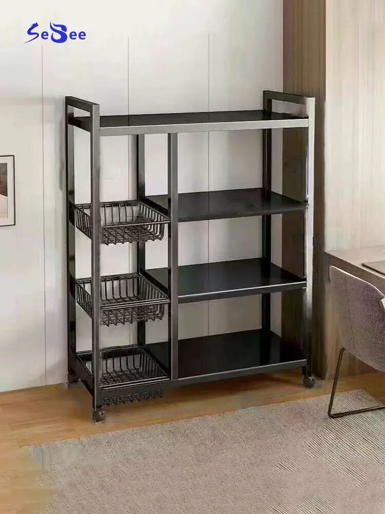 Полка SeBee металл антискользящие бортики матовая черная 80х32х108см