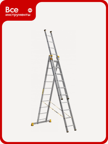 Изображение товара Лестница алюминиевая Алюмет 3х10 ступеней трехсекционная универсальная профессиональная P3 9310