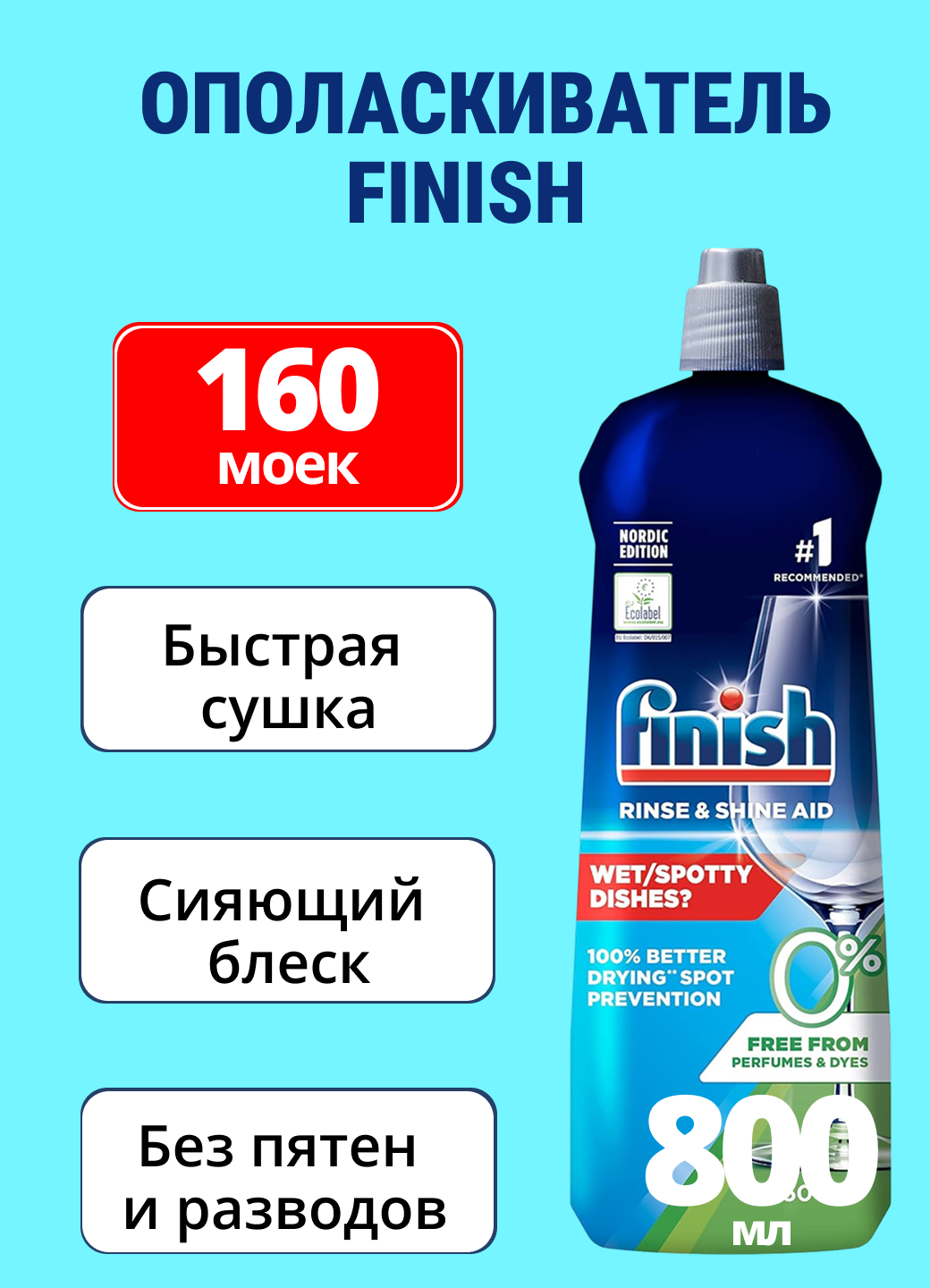Finish ополаскиватель для посудомоечных машин Shine & Protect 800 мл