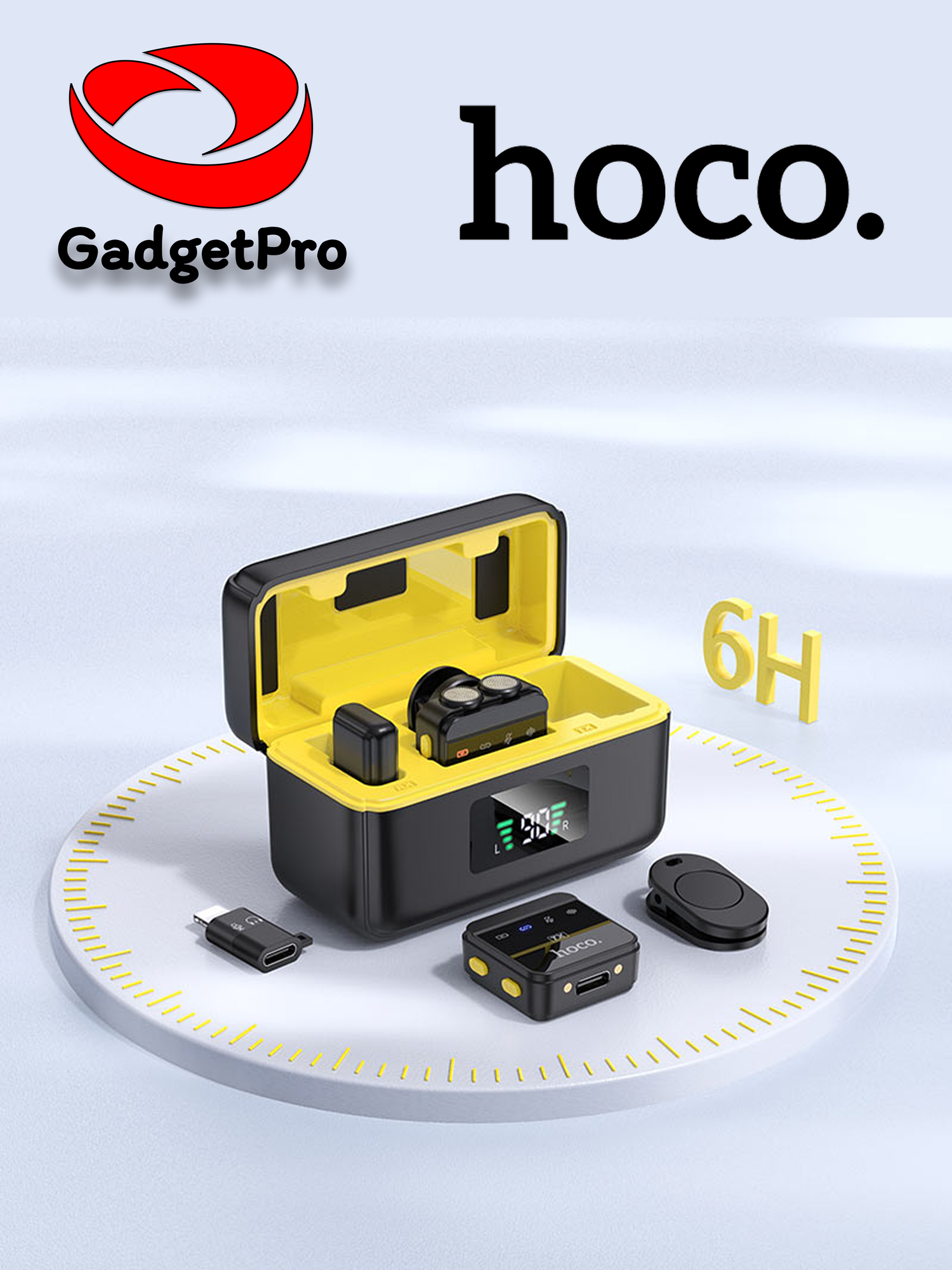 Беспроводные микрофоны Hoco L17 с зарядным чехлом, Type-C и iP адаптер