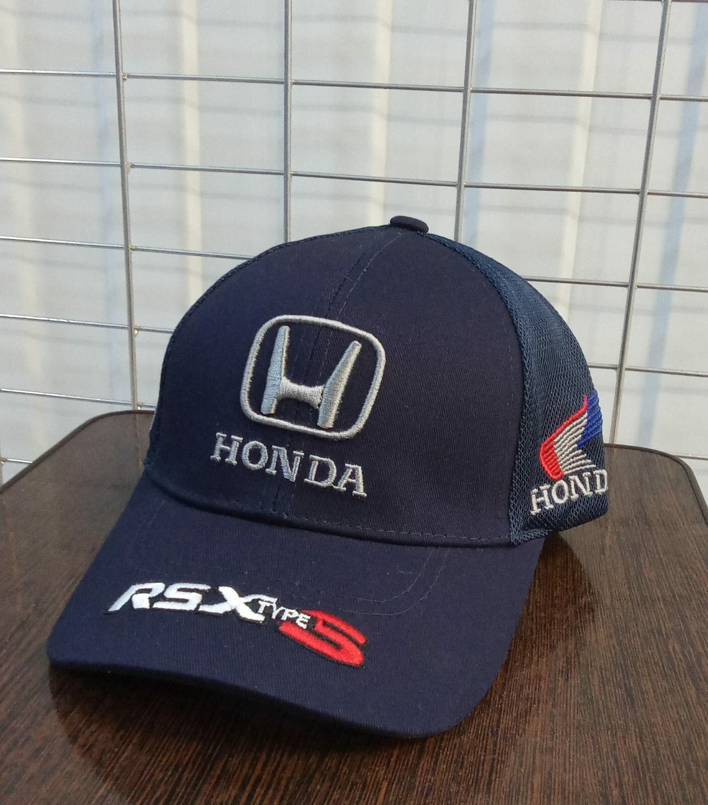 Бейсболка ХОНДА HONDA кепка летняя с регулировкой размера в сеточку темно-синяя