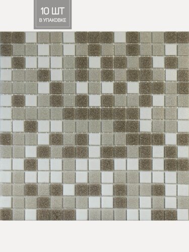 Изображение товара Плитка мозаика бежевый микс MC132, упаковка 10 матриц, 1,07 м2, Elada Mosaic, 32.7 см x 32.7 см, стеклянная на сетке