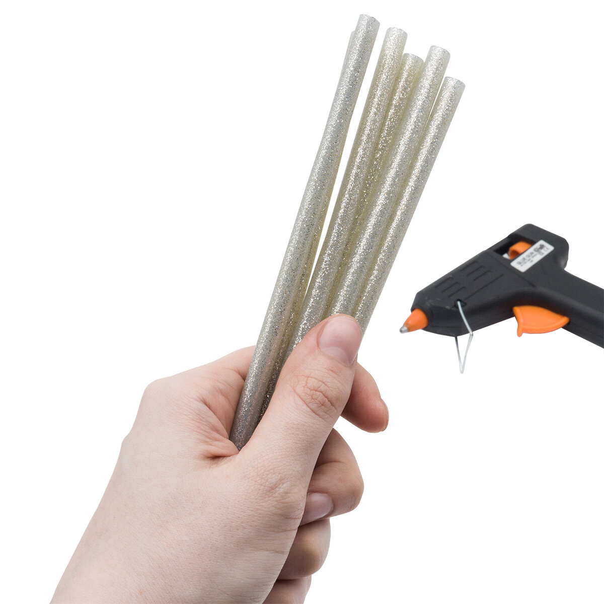 Стержни для клеевого пистолета 7 мм длина 20 см 6 шт с глиттером Айрис (серебро)