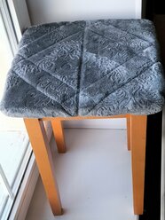 Чехол на табурет " Квадрат" , велсофт, 32 х32 см, серый с вензелями. 2шт.