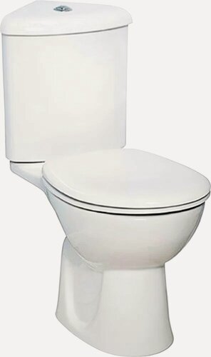 Изображение товара Унитаз-компакт напольный VitrA Arkitekt 9754B003-7201 с микролифтом, угловой, антивсплеск, фарфоровый, белый, глянцевый, овальный, с нижним подводом, сиденье для унитаза в комплекте