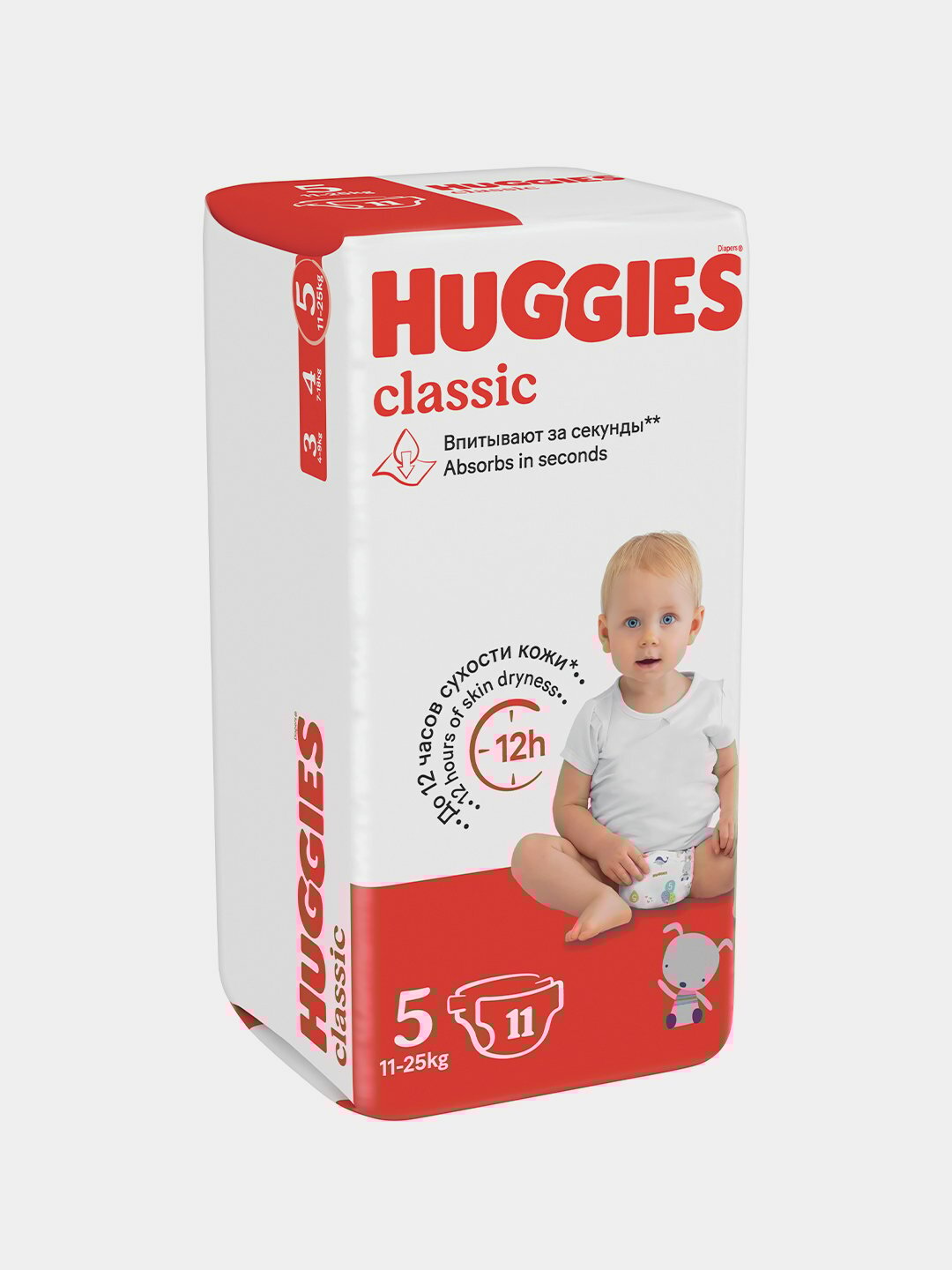 Подгузники Huggies Classic для детей, 5, 11 штук, 11-25 кг