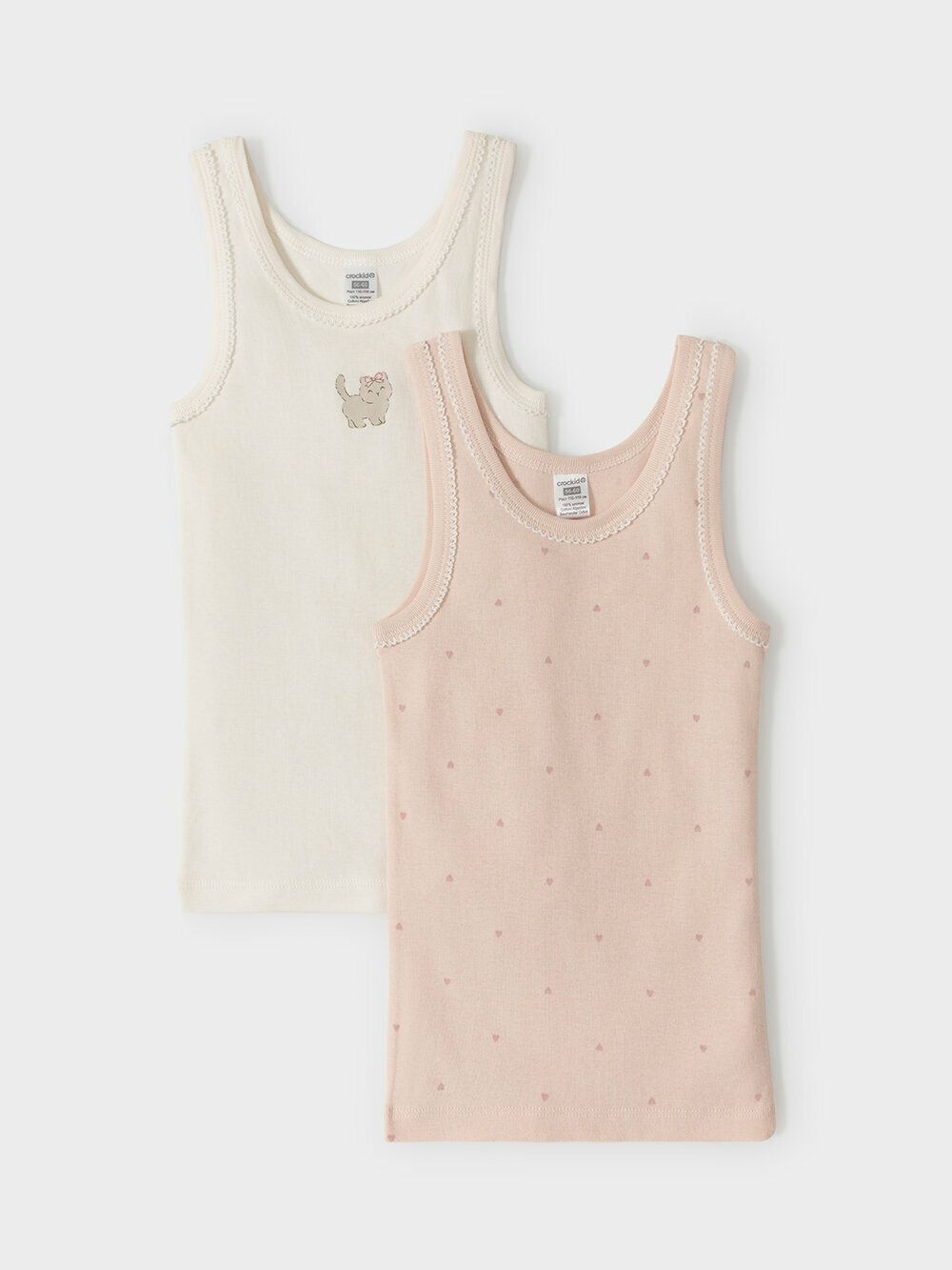 Майка crockid МП 1181-2уп/молочный 1005,розово-бежевый Н054.3, комплект из 2 шт., размер 64-68/122-128, белый, розовый