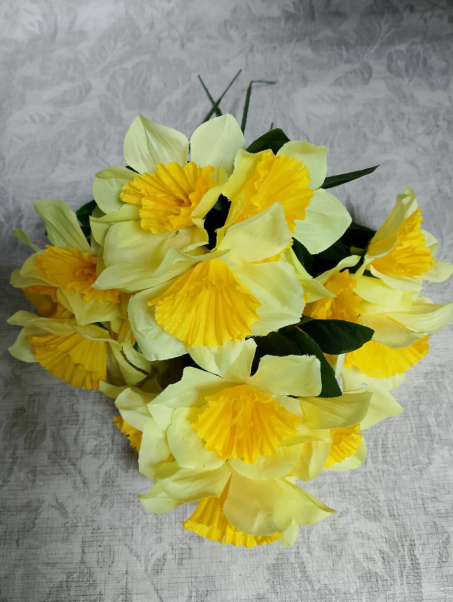 Искусственные цветы Букет нарциссов 20см цвет желтый - 4 букетика