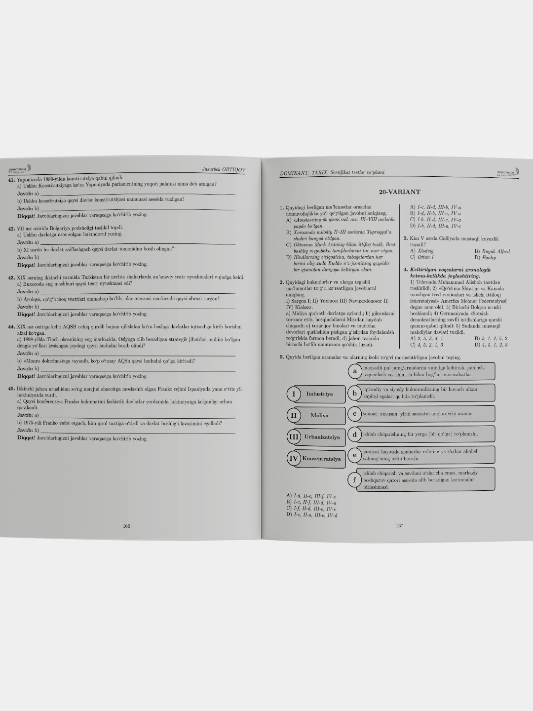 Книга «Dominant, Тарих, Сертификат тестлар тплами», на узбекском, 2025 год — фото 1