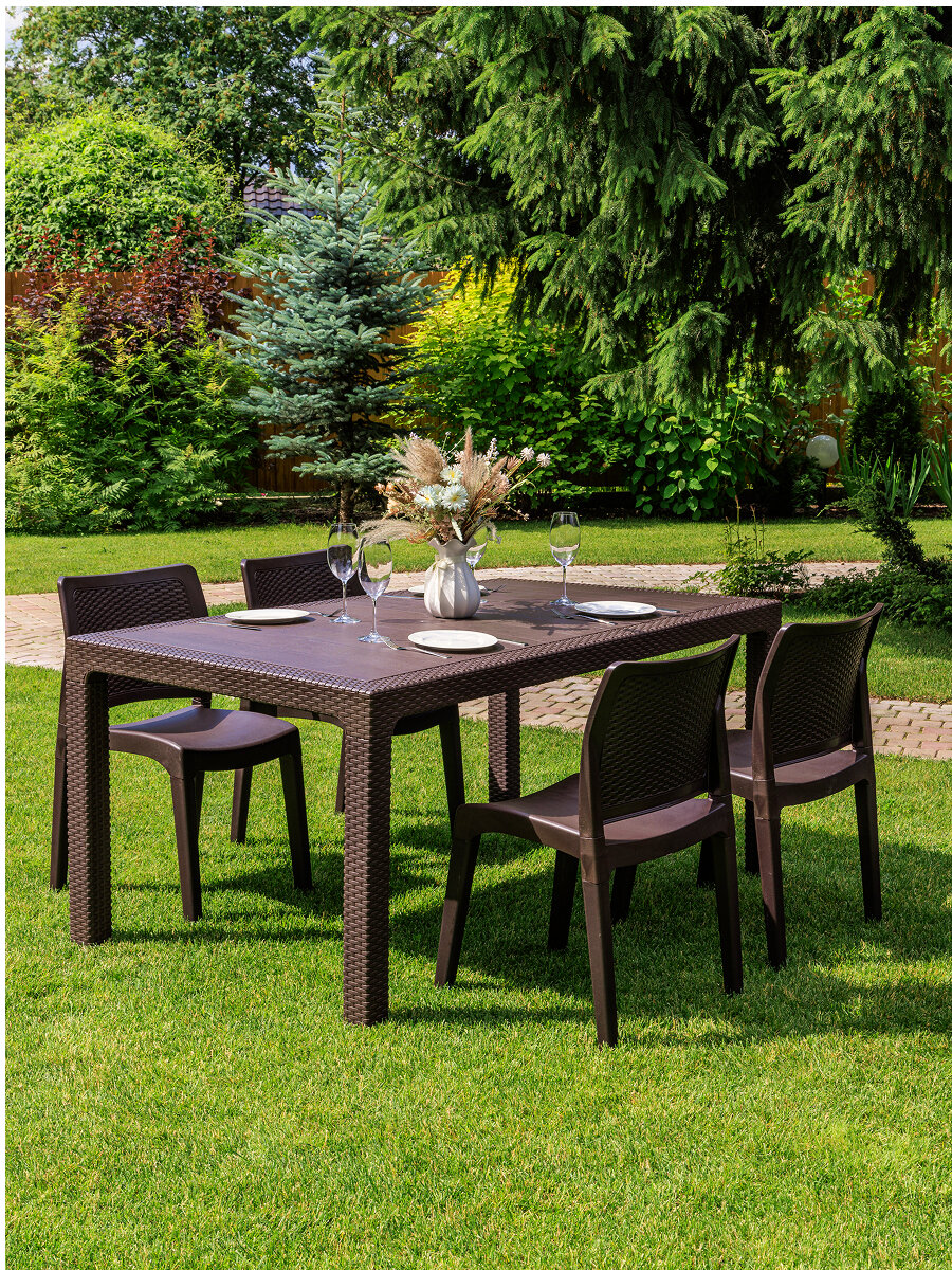 Комплект садовой мебели Royal Family JULY S из пластика на 4 персон, коричневый