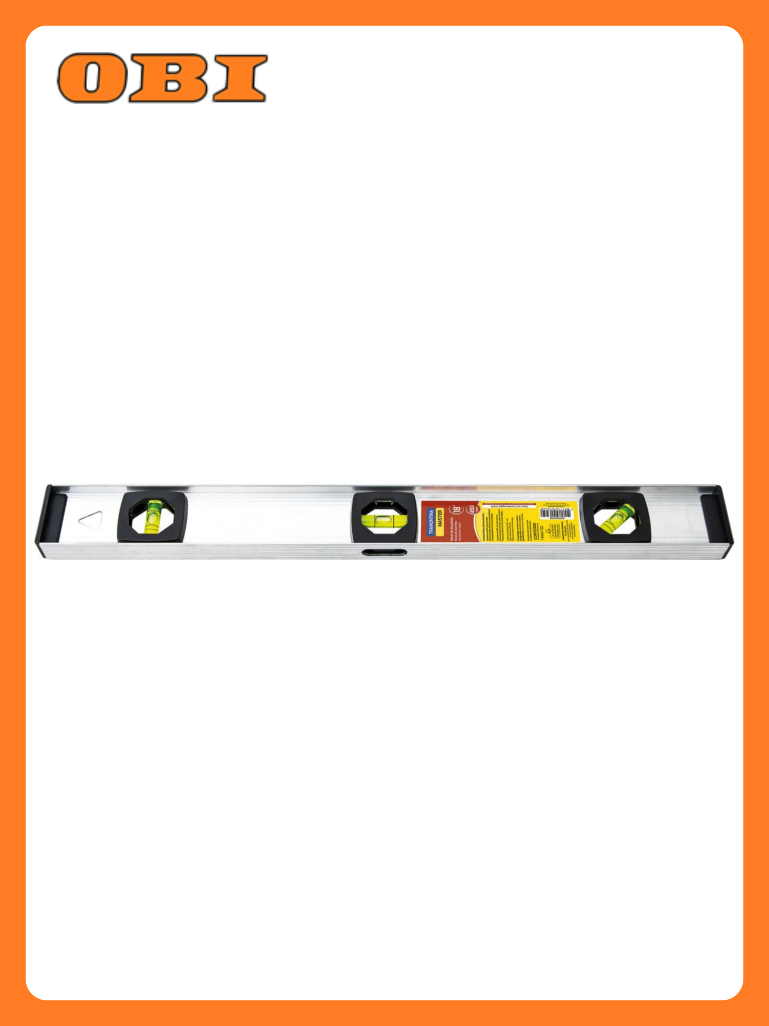 Уровень строительный Tramontina 43100/018 пузырьковый с тремя пузырьками 450 мм