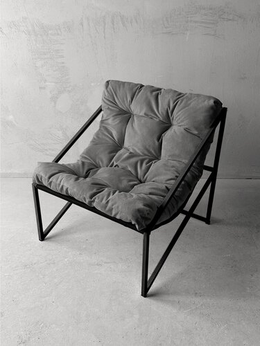 Изображение товара Кресло в стиле лофт Лофтовик Слэш + Серый велюр