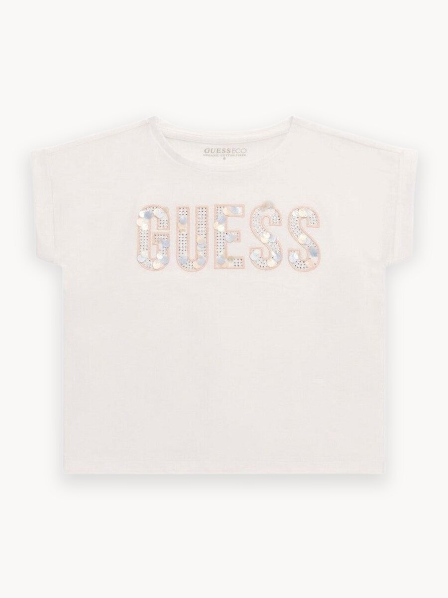 Футболка GUESS MIDI SS T-SHIRT, размер 12 лет, белый