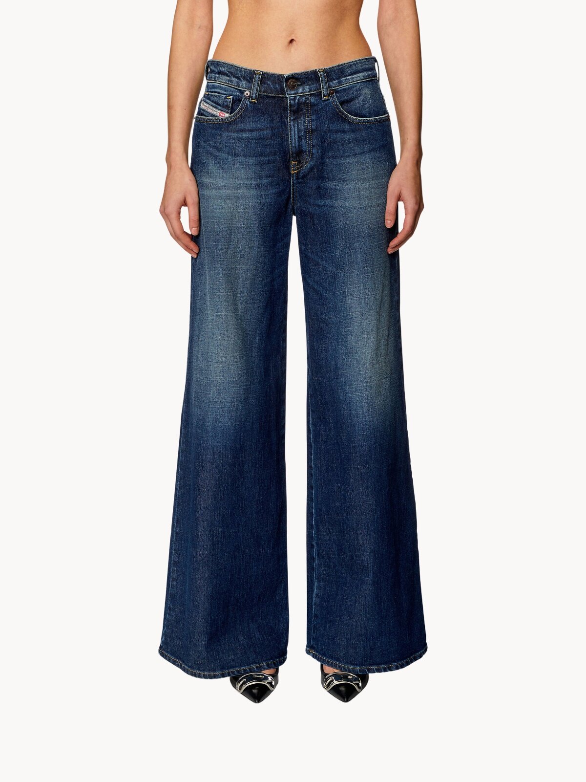 Джинсы широкие DIESEL, размер 25, синий